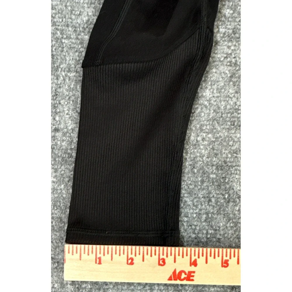 Alo Yoga Womens Small High Waisted Ribbed Cuff Leggings Black Activewear